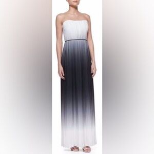 Milly Monica Ombre Strapless Maxi Gown in White and Gray